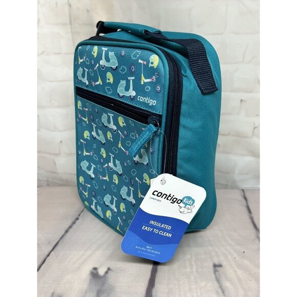 Contigo Kids Insulated Reusable Lunch Bag Antimicrobial Liner Bottle Holder Teal - Picture 3 of 8